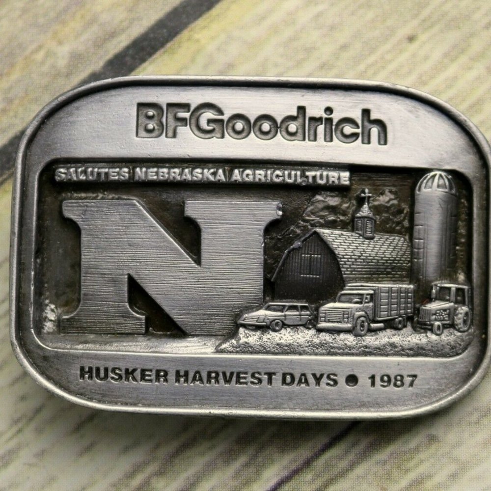 Nebraska Belt Buckle 1987 Bfgoodrich Agriculture